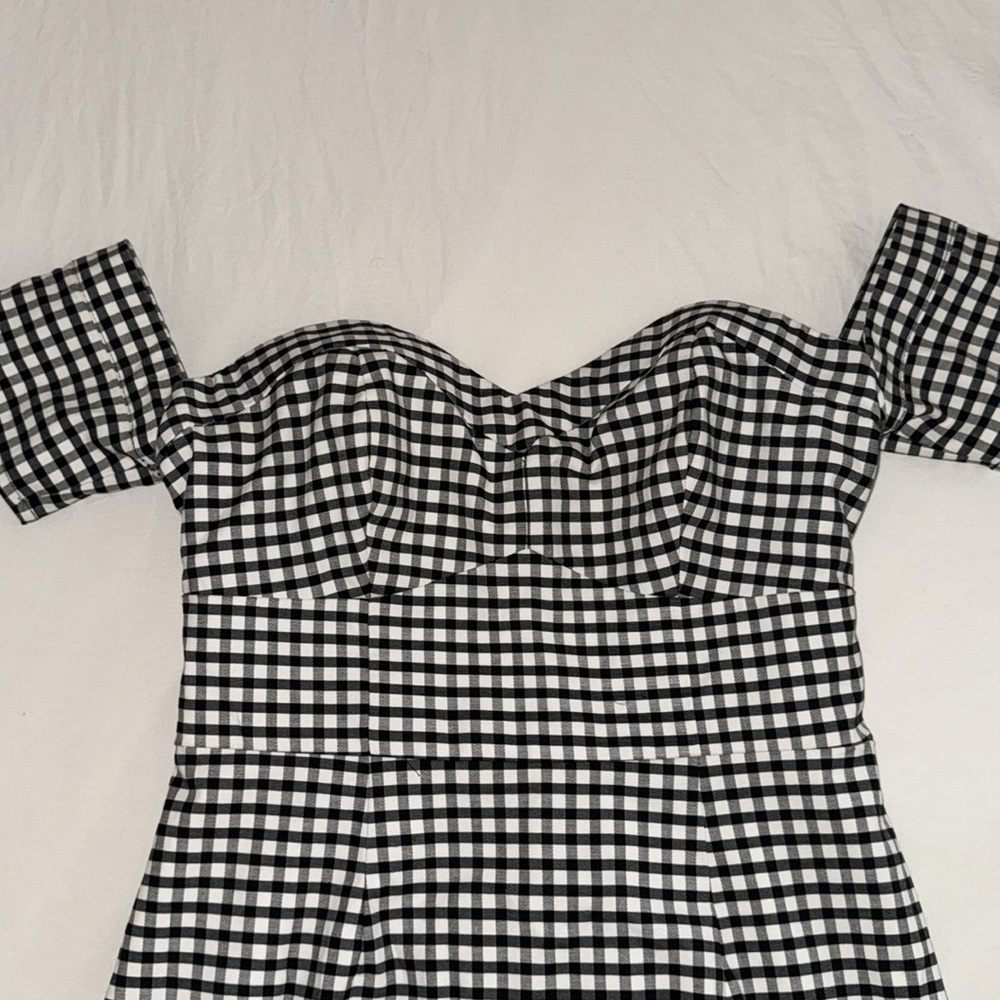 Guess Plaid Off Shoulder Sweetheart Dress 2 - Picture 2 of 10